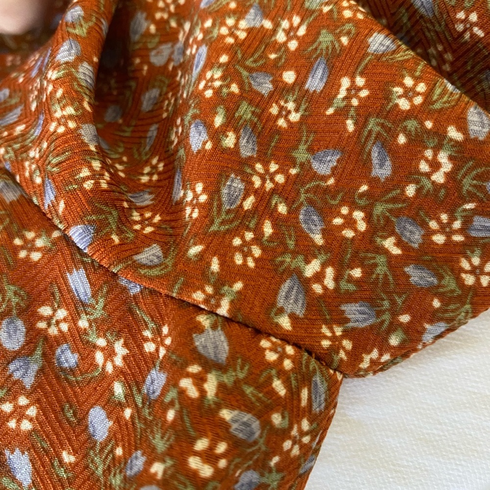 Lulu’s Orange Floral Ruffled Long Sleeve Dress - Picture 13 of 14